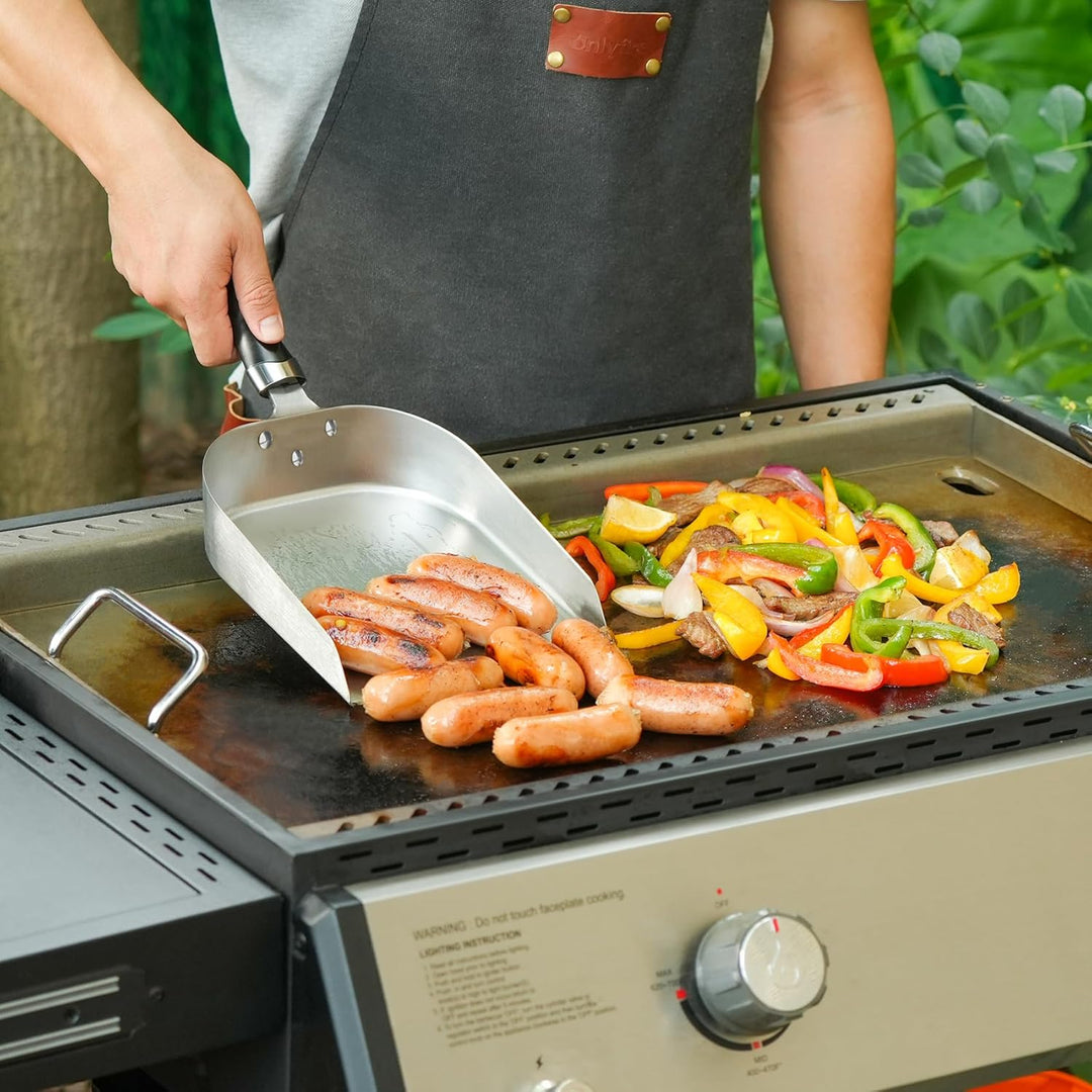 onlyfire Grillschaufel Edelstahl, Plancha Grillschaufel mit Griff, Multifunktional Grillwender, BBQ