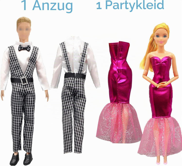 27 Stück Kleidung und Zubehör Kompatibel mit Barbie Ken, 1 Anzug 5 Freizeitbekleidung 2 Badehose, 1