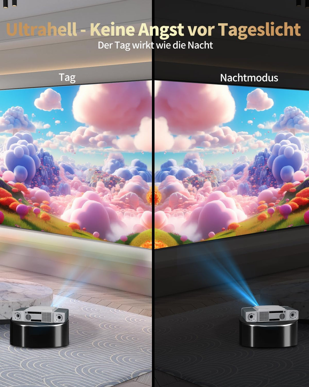 DESS C5 Enterprise GTV 4K Beamer in Schwarz mit eingebauter elektrischer Halterung 2500 ANSI Lumen S