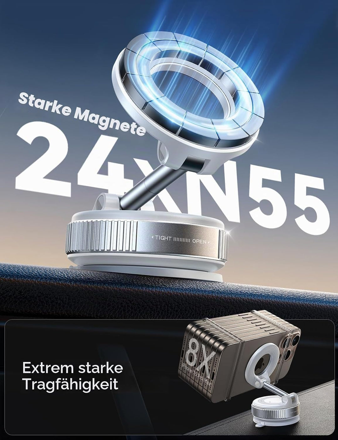 JOYROOM Vakuum Handyhalterung Auto Magsafe–2025 Magsafe Autohalterung [24 XN55 Magneten &amp; Stärkster