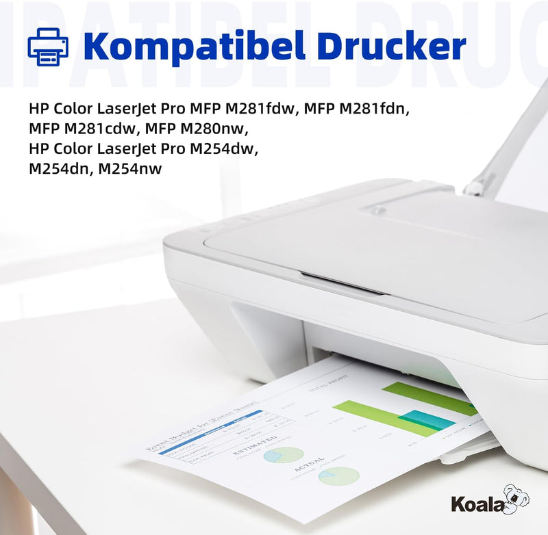 Koala Kompatibel Tonerkartusche als Ersatz HP 203X 203A CF540X CF541X CF542X CF543X CF540A für Color