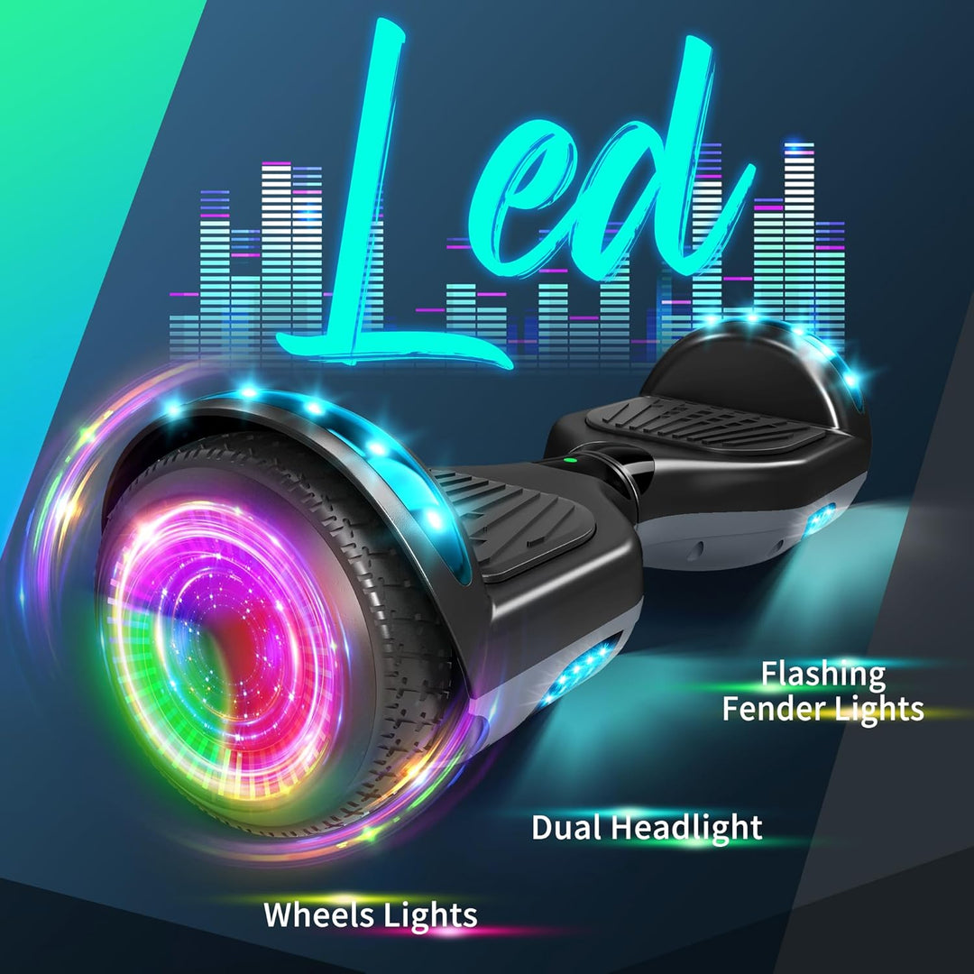 SISIGAD Hoverboards 6,5 Zoll Skateboard Kinder,Hoverboard mit Bluetooth - Led Licht mit Leistungssta