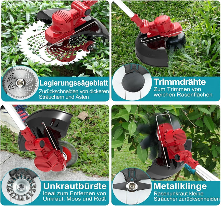 21 V Rasentrimmer mit Akku for Makita, Rasentrimmer mit Unkrautbürste. 750w Bürstenloser Motor, 180°