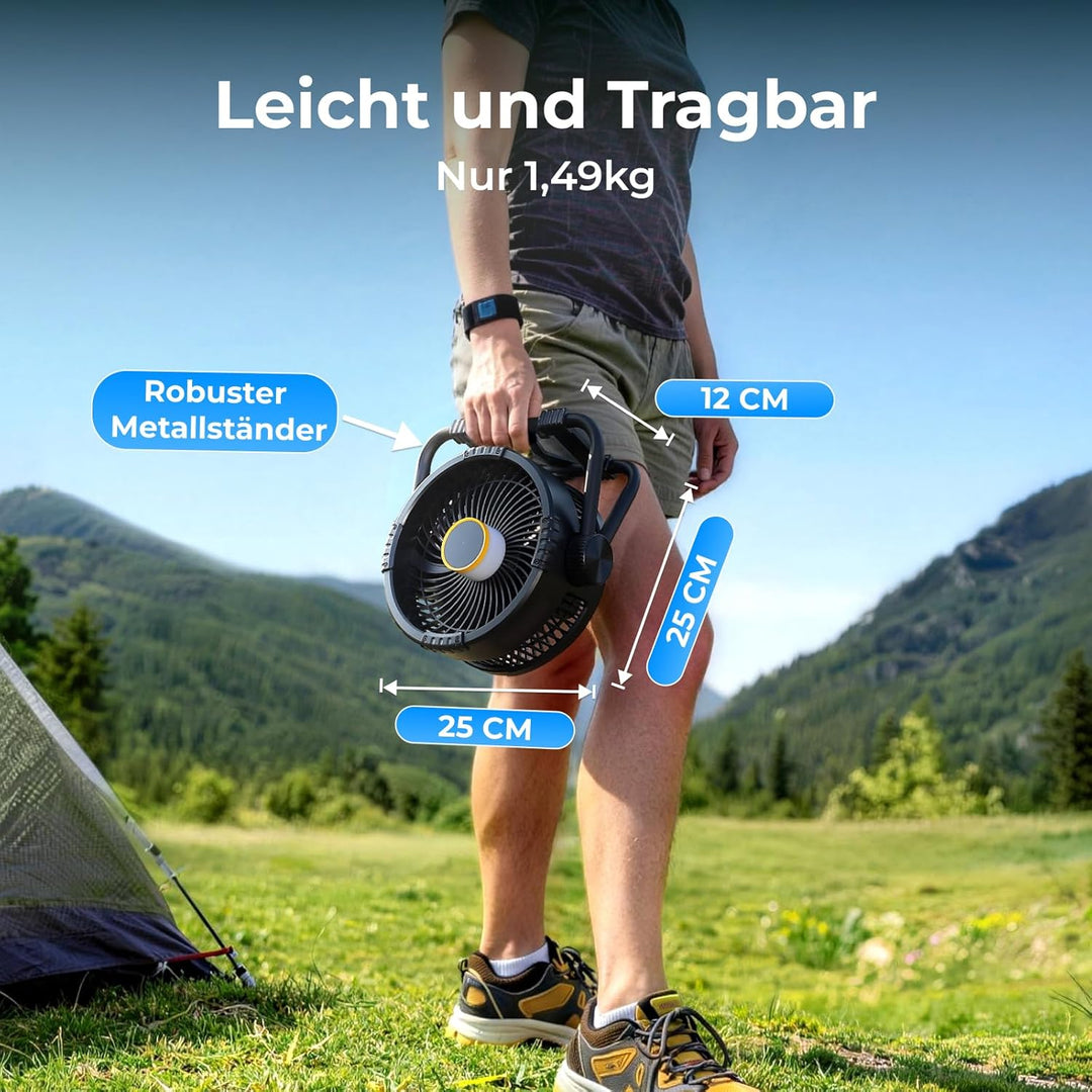 BougeRV F01 Camping Ventilator 20000mAh 25 cm 18 W 5,4 m/s Schnellladen Akku Ventilator Leise mit Li