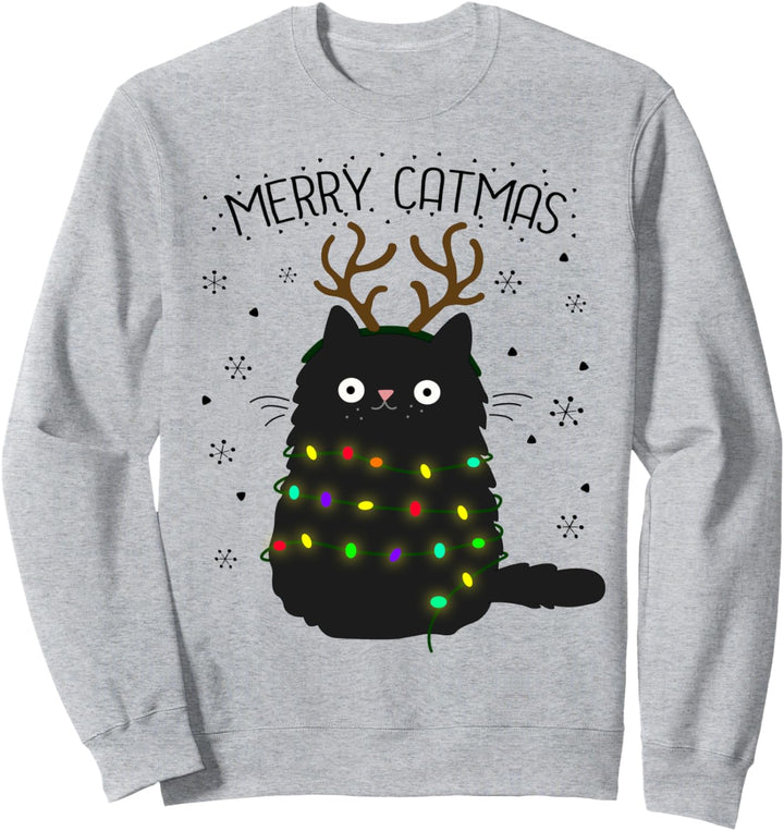 Merry Catmas Geschenkidee Rentier Katze Motiv zu Weihnachten Sweatshirt