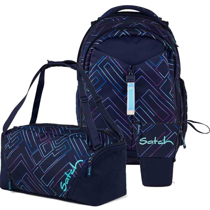 Satch Match Pencil Slider Edition Schulrucksack Set 3tlg. inkl. Sporttasche Purple Laser, Purple Las
