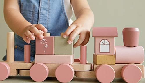 Little Dutch Holz-Eisenbahn Zug mit Steck-Formen (Wild Flowers rosa)