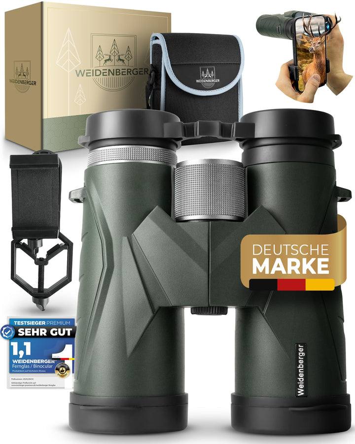 Weidenberger Fernglas 12x42, [TESTSIEGER] Magnesium Fernglas mit Nitrogenfüllung und wasserdicht, Fe