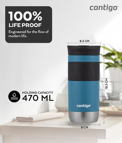 Contigo Byron 2.0 Thermobecher, Edelstahl Isolierbecher mit Snapseal Verschluss, Kaffeebecher to go,