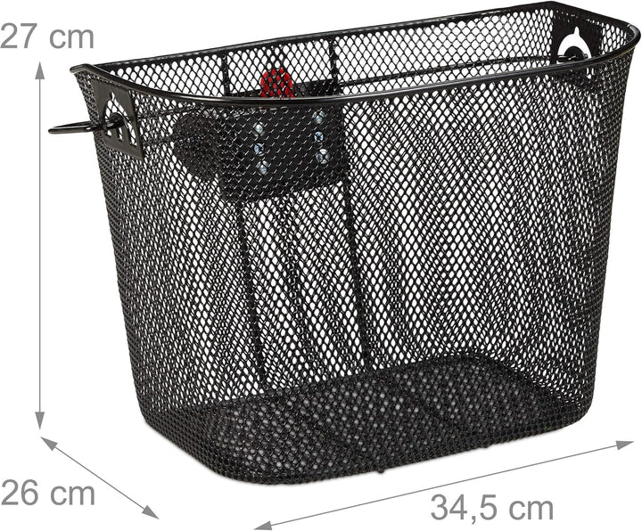 Relaxdays Fahrradkorb für Vorne, abnehmbar, mit Klicksystem, Lenkerkorb Metall, engmaschig, HBT 27x3