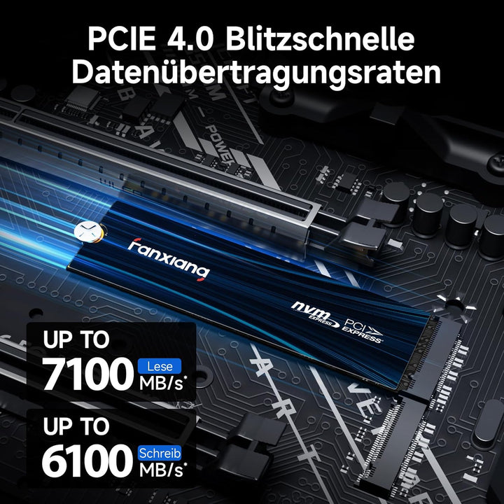 fanxiang NVMe SSD 1TB, M.2 PCIe Gen4x4 Gaming Solid State Laufwerk, 7100MB/s Lesen, 6100 MB/s Schrei