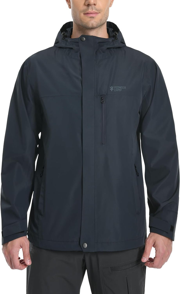 Pioneer Camp Herren Regenjacke Wasserdicht Atmungsaktiv Outdoor Jacke Mit Kapuze 4 Taschen S Marine,