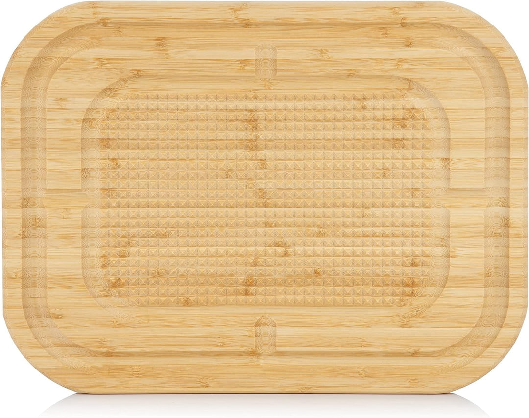 Mahlzeit Bambus Schneidebrett mit rutschfester Schneidefläche 40 x 30 x 3 cm | Schneidebrett Holz mi