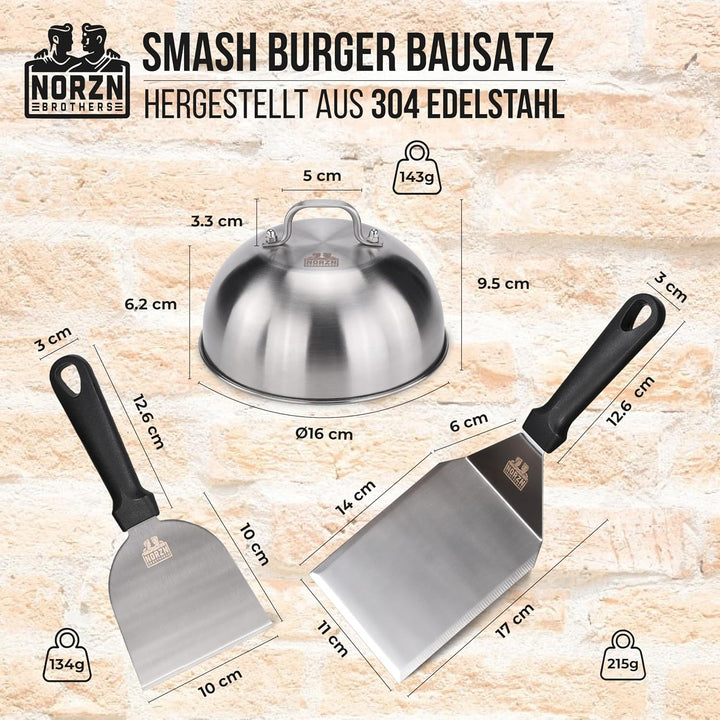 Grillspachtel Plancha Set & Burgerglocke Edelstahl 304 – Plancha Spachtel Edelstahl inkl. Burger Glo