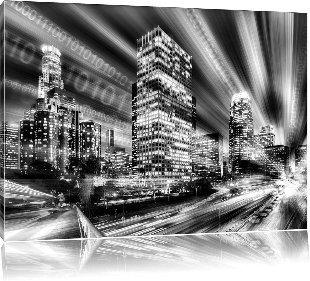 Pixxprint Monocrome, Los Angeles Matrix, Format: 100x70 auf Leinwand, 100x70