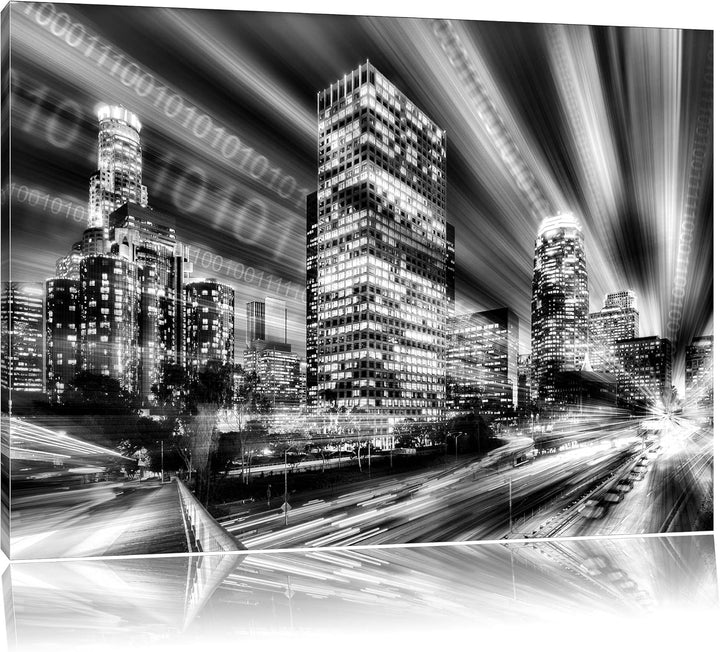 Pixxprint Monocrome, Los Angeles Matrix, Format: 100x70 auf Leinwand, 100x70