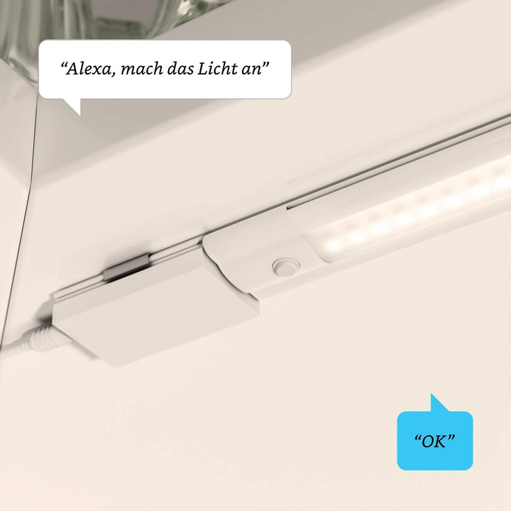 ledscom.de Smarte LED Unterbau-Leuchte SIRIS weiss matt mit WLAN-Controller, flach, Smart-Home, Alex