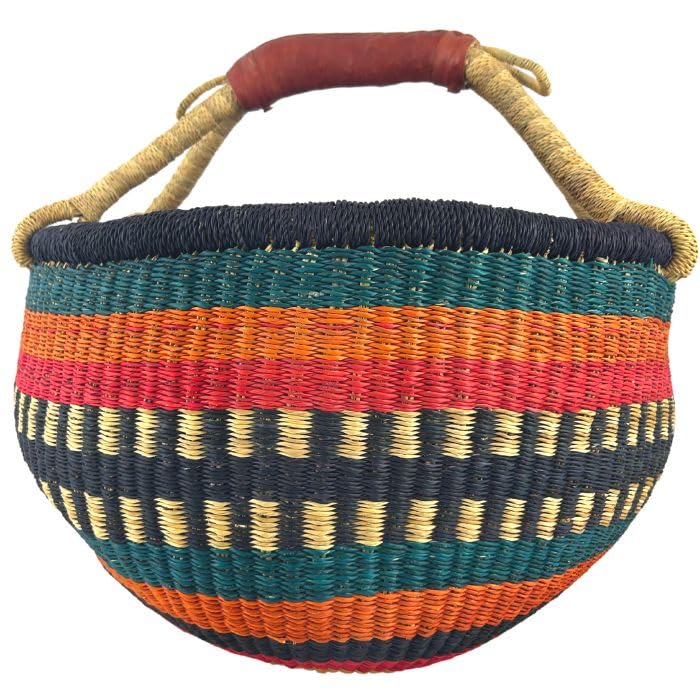 Bolga Korb Afrika - XXL - Das Original aus Ghana - Bunt - Fair Trade - Rund - Viele Farben - Afrikan