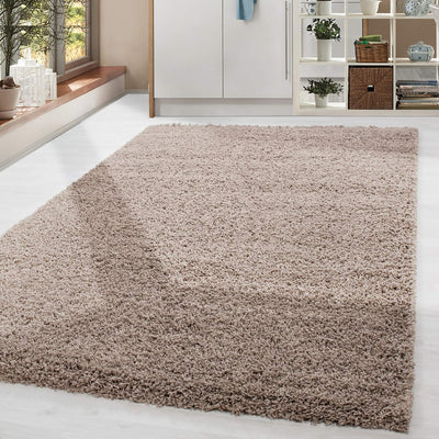 Homebyhome Shaggy Teppich Wohnzimmer Beige Flauschiger 80 x 150 cm Läufer Flur Einfarbig - Hochflor