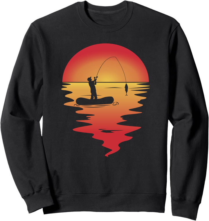 Angler Angeln Angelsport Fischen Sonnenuntergang Sweatshirt