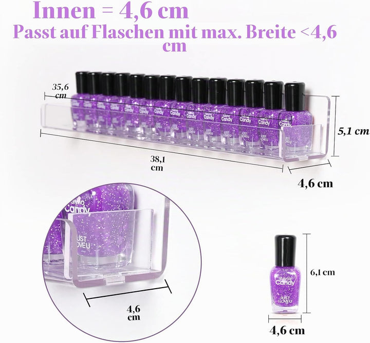 6 Stück Acryl Nagellack Regal Wand, Nagellack Aufbewahrung Wand Wandregal für Nagellackaufbewahrung,