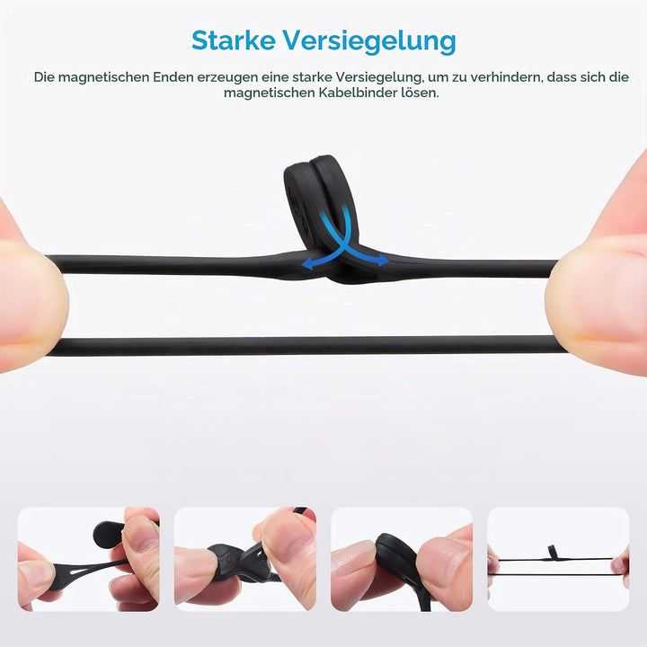 Cable Matters - 20 Packungen Silikon-Magnetverschlüsse (magnetische Kordelbinder) in Schwarz und Wei