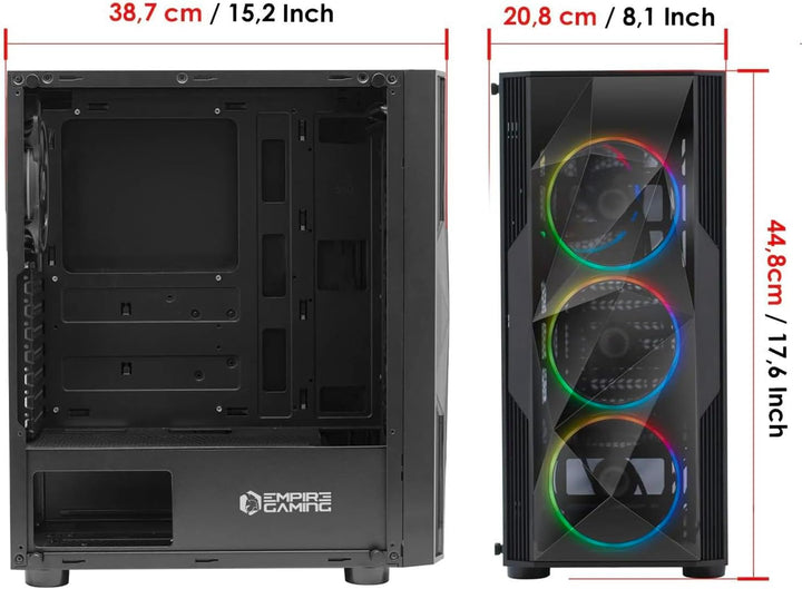 EMPIRE GAMING – Diamond PC-Gehäuse Gamer- ARGB Mittelgrosser Gehäuseturm ATX – Fassade aus Diamant P
