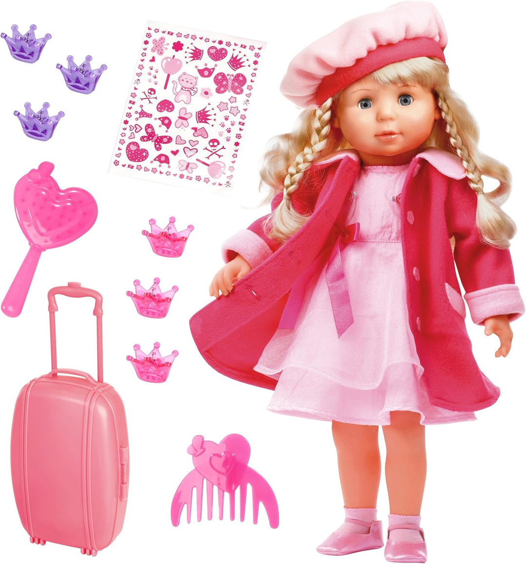 Bayer Design 94635AA Funktionspuppe, Charlene Interactive mit Haaren und Schlafaugen, spricht und si