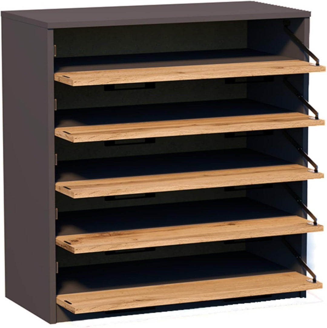 Home Collective Schuhschrank mit 5 aufklappbaren Schubladen Schuhregal mit 5 Fächern weiche abgerund