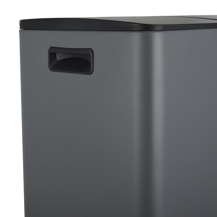 Spirella – 60 l (2 x 30 l) Küchenabfalleimer mit Pedalantrieb – Modell Aliya – Gebürsteter Edelstahl