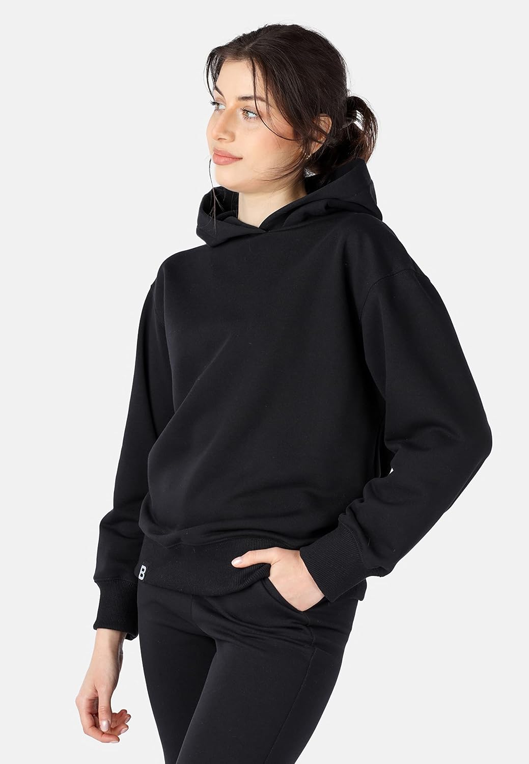 Bellivalini Kapuzenpullover lang Damen Hoodie Sportanzug Oberteil Jogging Pullover BLV210 XS Schwarz