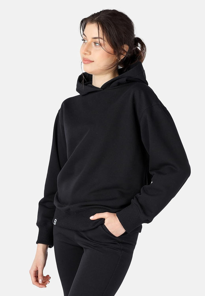 Bellivalini Kapuzenpullover lang Damen Hoodie Sportanzug Oberteil Jogging Pullover BLV210 XS Schwarz