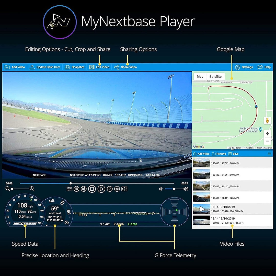 Nextbase 422GW Dashcam Auto Vorne Hinten - 280° / 360 Weitwinkel, 1440P/30fps HD WiFi 10Hz GPS Bluet