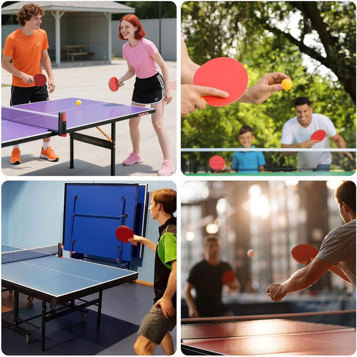 Tischtennisschläger Set, Tischtennis Set mit Netz, 2 Tischtennisschläger + Ausziehbares Mobiles Tisc