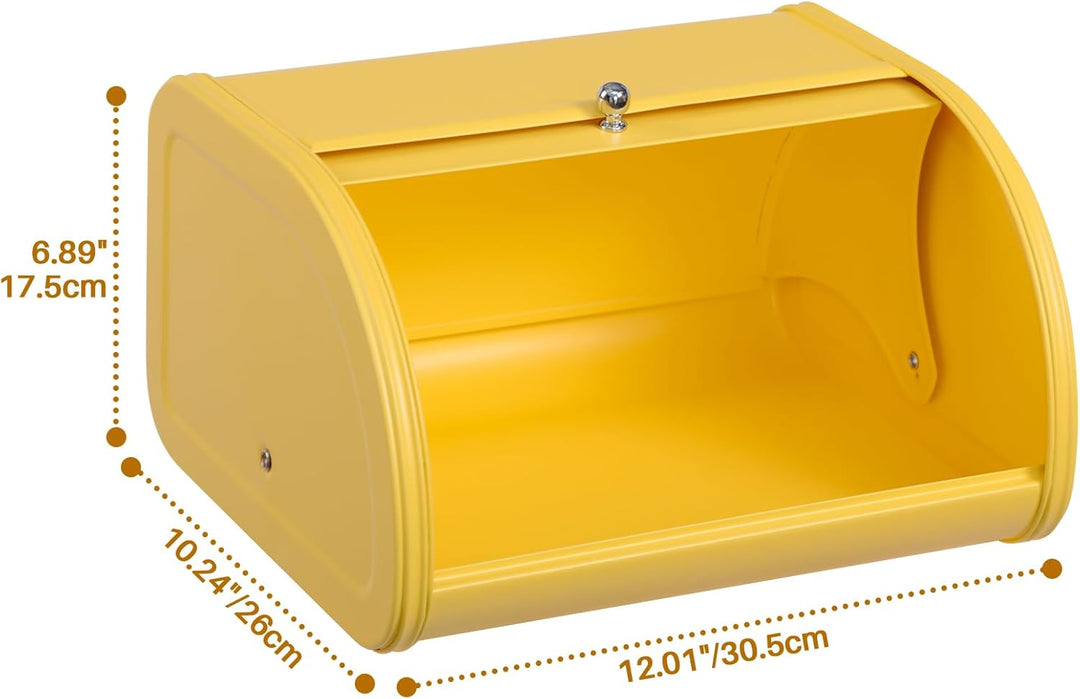 HollyHOME Bread Bin with Stainless Steel Body Metal Bread Bins for Kitchen Bread Storage Containers
