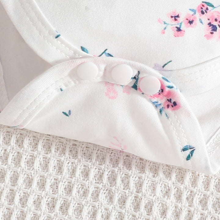 3tlg Baby Mädchen Kleidung Outfits Set Blumen Strampler Tops+ Einstellbare Overalls Pants+Stirnband