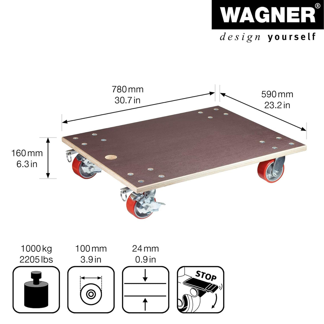 Wagner Profi-Transporthilfe MM 1348 I 78 x 59 x 16 cm - Tragkraft 1.000 kg - Multiplex - für maximal