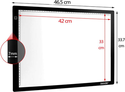 AGPTEK Magnetisch A4 LED Leuchttisch, 5mm Ultradünn Physikalische Taste Leuchtplatte 35,7cm/14inch x