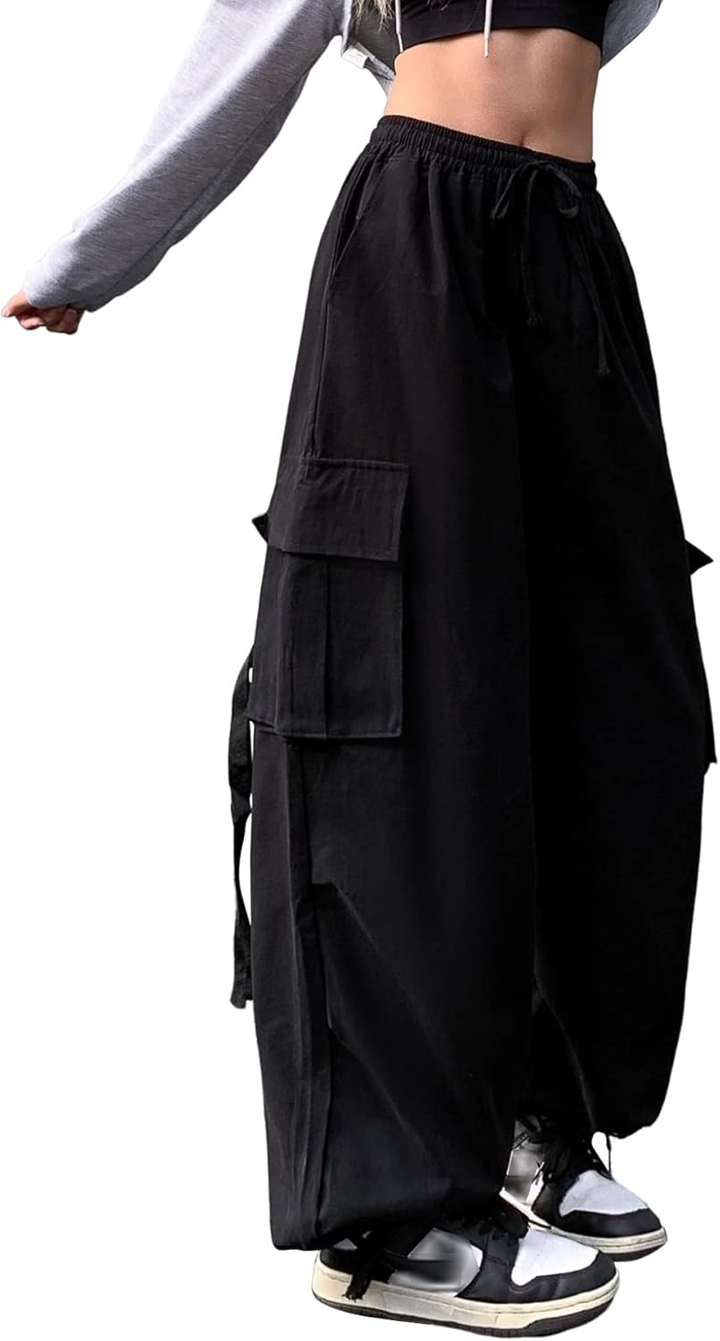 Linsennia Parachute Pants Y2k Cargohose Damen Baggy Hose Mädchen Weite Cargo Pants High Waist Street