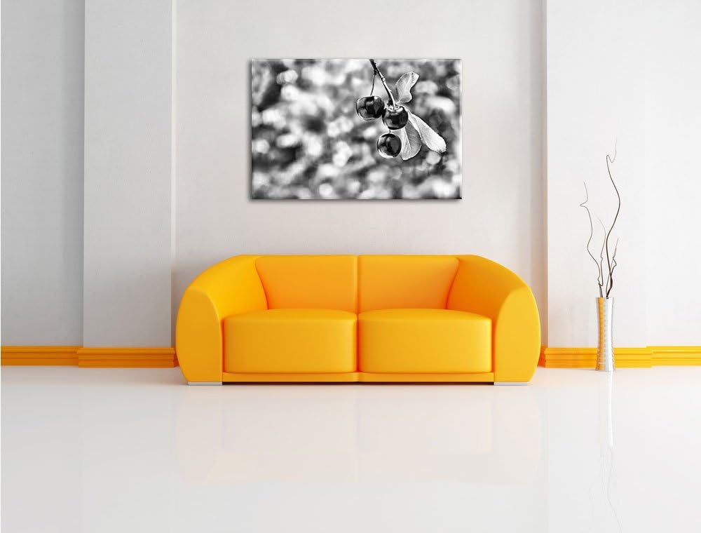 Monocrome, Kirsche, Format: 100x70 auf Leinwand, XXL riesige Bilder fertig gerahmt mit Keilrahmen, K