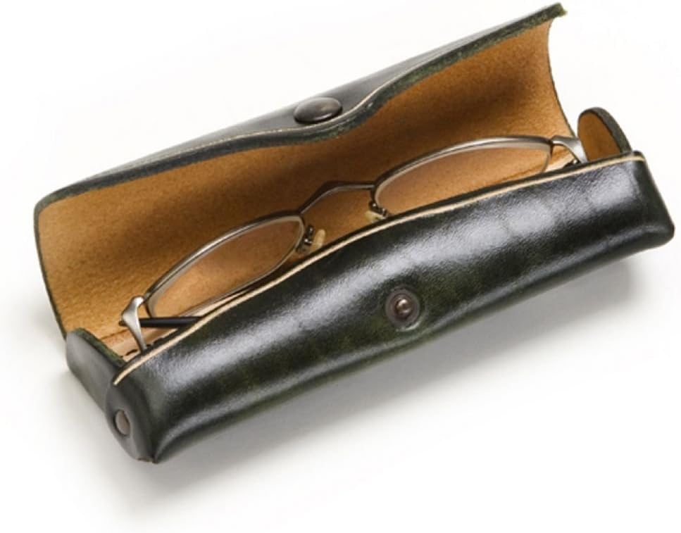 Mika Brillenetui Leder 16 cm grün