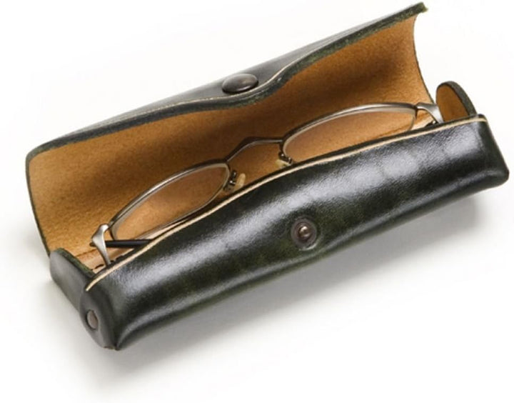 Mika Brillenetui Leder 16 cm grün