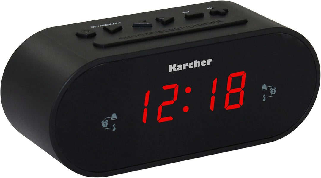 Karcher UR 1030 Uhrenradio (PLL-Radio, dimmbares Display, Dual-Alarm) schwarz, Standard Single, Sing