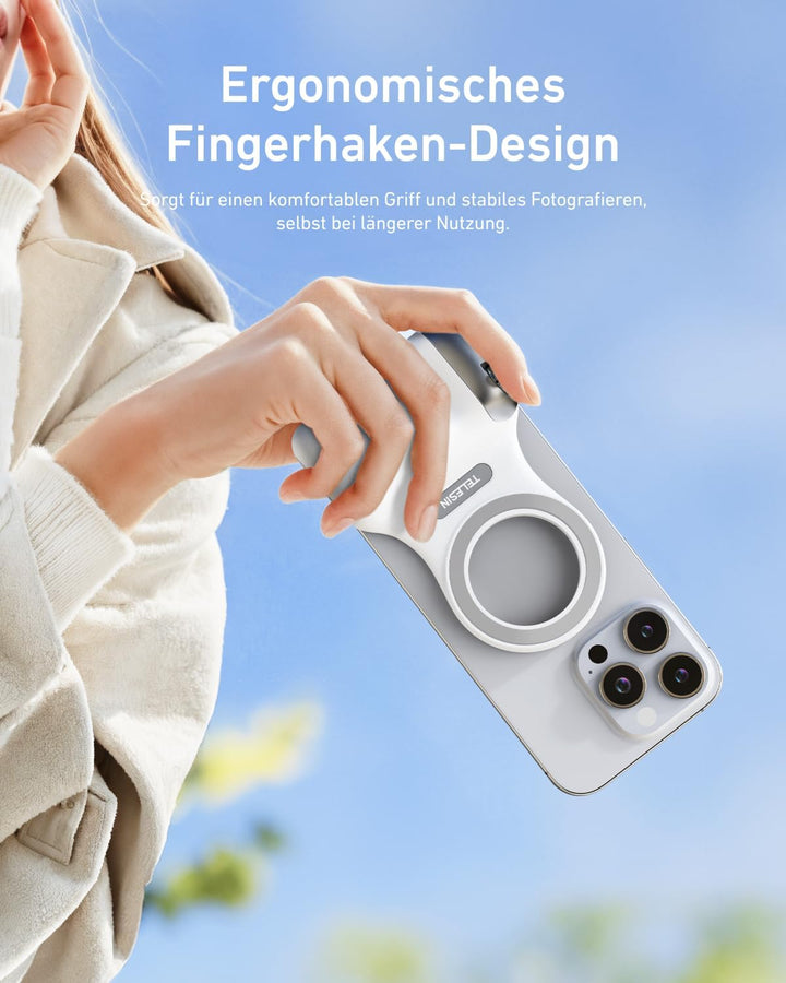 TELESIN Fun Shot Smartphone Handle Grip + TELESIN C03 Magnetische Selfie-Licht (Silber) Set, Kompati