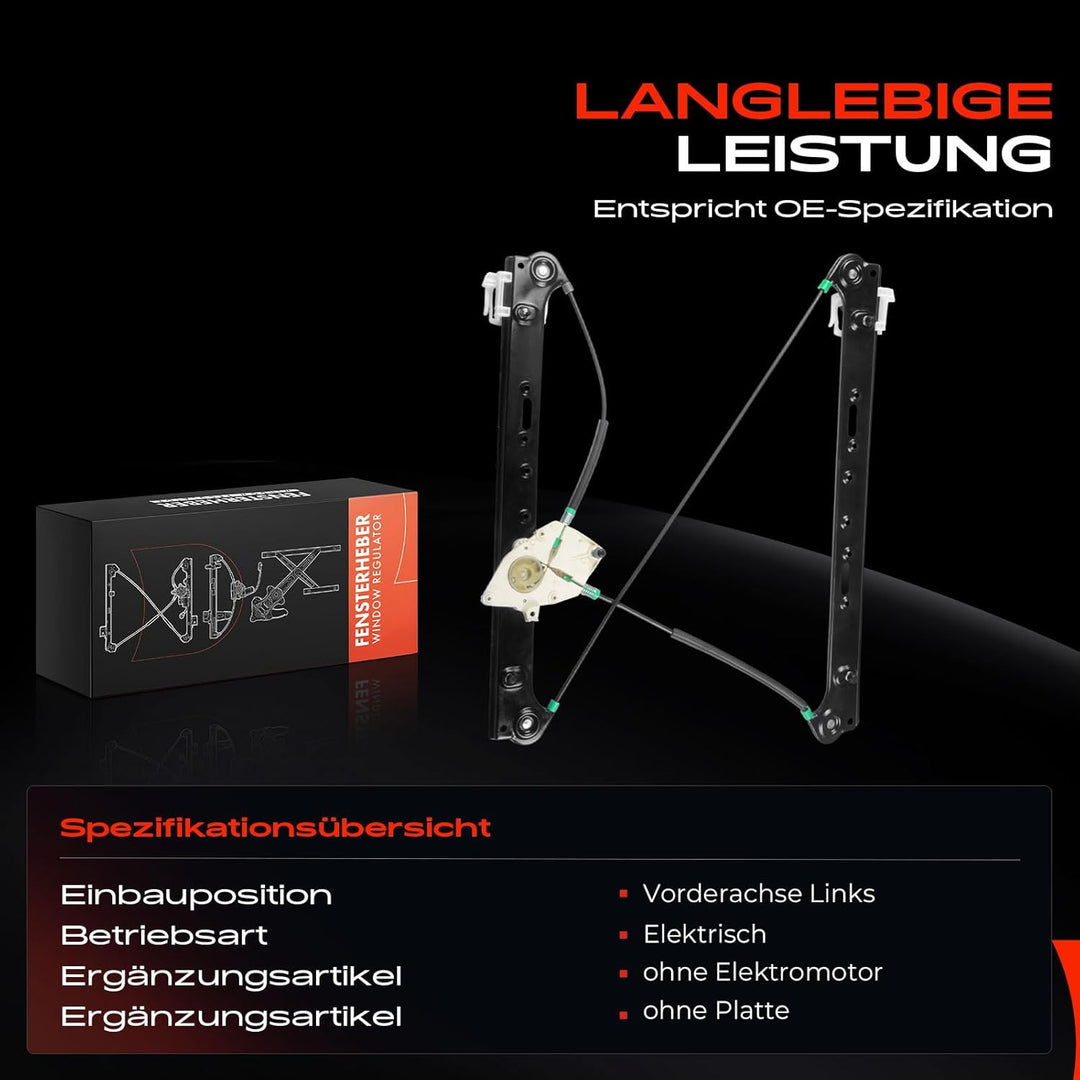 Frankberg Elektrisch Fensterheber Ohne Motor Vorne Links Kompatibel mit X3 E83 Alle Motoren SUV 2004