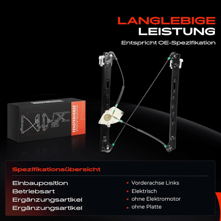 Frankberg Elektrisch Fensterheber Ohne Motor Vorne Links Kompatibel mit X3 E83 Alle Motoren SUV 2004