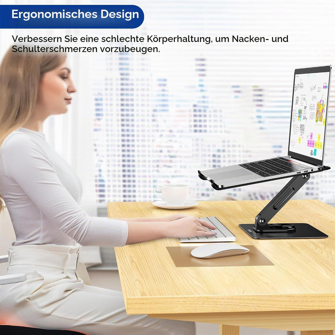 BESIGN LS12 Laptop ständer mit 360 Drehbarer Basis, Verstellbarer ergonomischer Notebook-Ständer, La