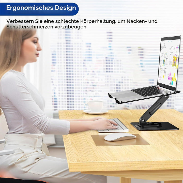 BESIGN LS12 Laptop ständer mit 360 Drehbarer Basis, Verstellbarer ergonomischer Notebook-Ständer, La
