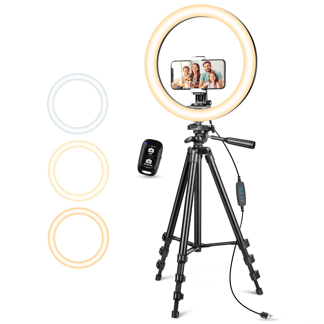 Aureday Ringlicht mit 50-Zoll-Stativ für Live-Stream, Makeup, YouTube-Video, Fotografie - Selfie-Lic
