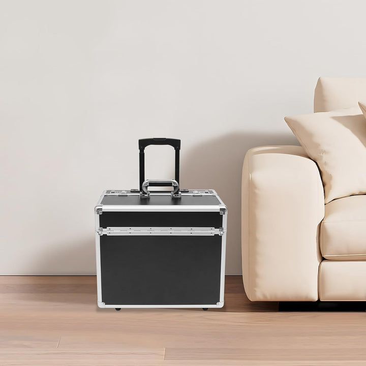 Pilotenkoffer 48,5×23×39 cmRollbarer Aktenkoffer mit Teleskopstange Rollen &amp; Kombinationsschloss Sic